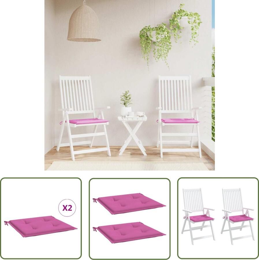 The Living Store Stoelkussens Roze 40 x 40 x 3 cm Waterafstotend Tuinstoel Kussentjes Buitenkussens Rozekleur Kussens Waterafstotende Kussens Lounge Kussens