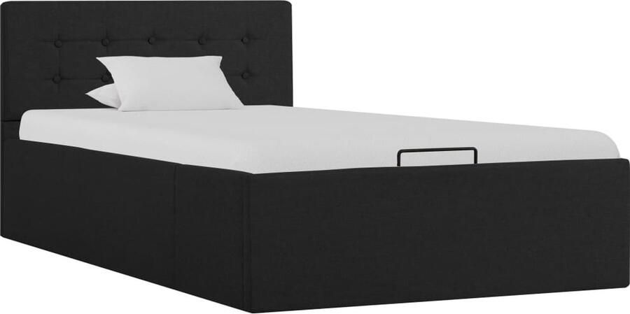 The Living Store Stoffen Bedframe Eenpersoonsbed Hydraulisch Met Opbergruimte Donkergrijs 211 x 108 x 73 cm Stof Bed Donkere Kleuren Tweepersoonsbed Opbergbed Hydraulic Bed Frame