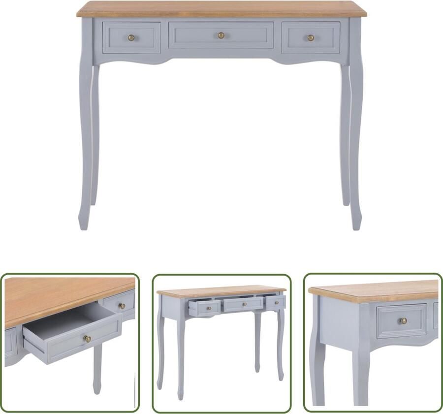 The Living Store Tafel Denver Sidetable 100 x 35 x 78 cm Grijs en bruin