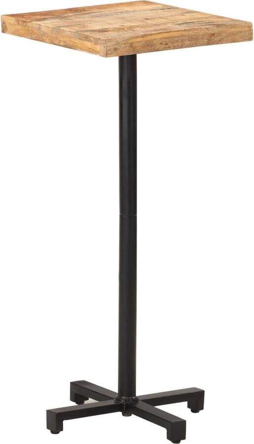 The Living Store Tafel Ruw Mangohout Eettafel Bijzettafel 50x50x110 cm Handgemaakt Natuurlijke afwerking - Foto 2