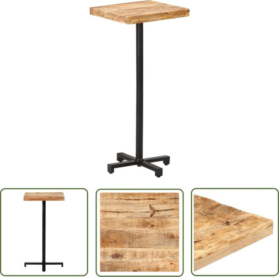 The Living Store Tafel Ruw Mangohout Eettafel Bijzettafel 50x50x110 cm Handgemaakt Natuurlijke afwerking