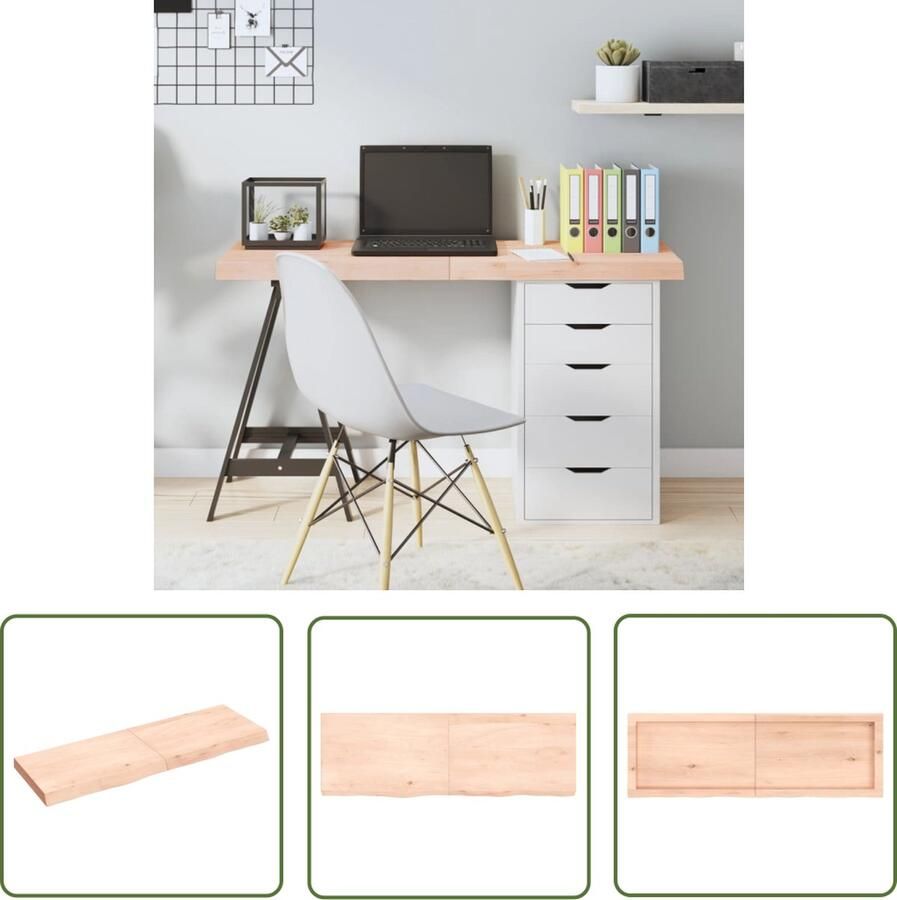 The Living Store Eikenhouten Tafelblad 120 x 40 x 6 cm Massief Onbehandeld Tafelblad Eikenhouten Tafelblad Massief Eikenhout Tafeltje Eetkamertafel