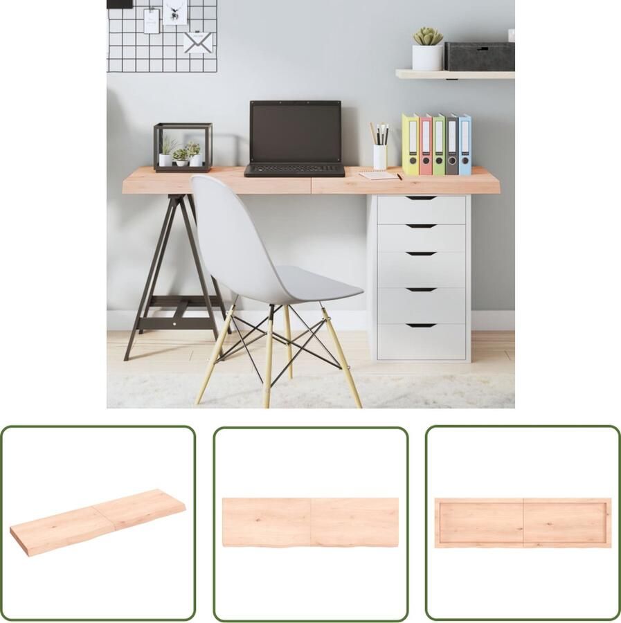 The Living Store Massief Eikenhouten Tafelblad 140 x 40 x 6 cm Natuurlijke Rand Massief Eikenhouten Tafelblad Eikenhouten Tafel Tafelblad Vervangen Tafeltje Salontafel