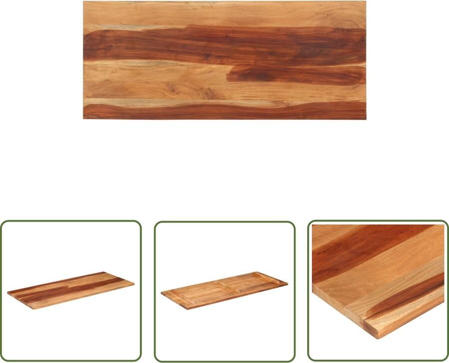 The Living Store Houten Tafelblad Sheeshamhout 140 x 60 cm Natuurlijke afwerking Houten Tafelblad Acacia Hout Landelijke Tafel Vintage Tafel Salontafel - Foto 2