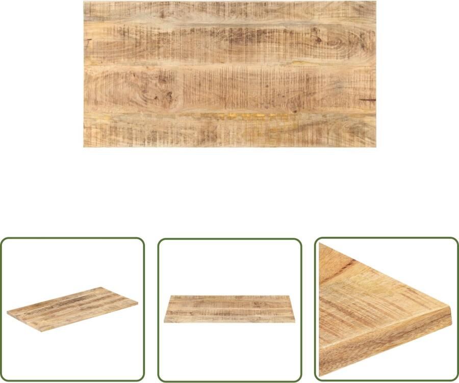 The Living Store Tafelblad 25-27 mm 100x60 cm massief mangohout Tafeltblad Mangohout Industrieel Vintage Rustic - Foto 2