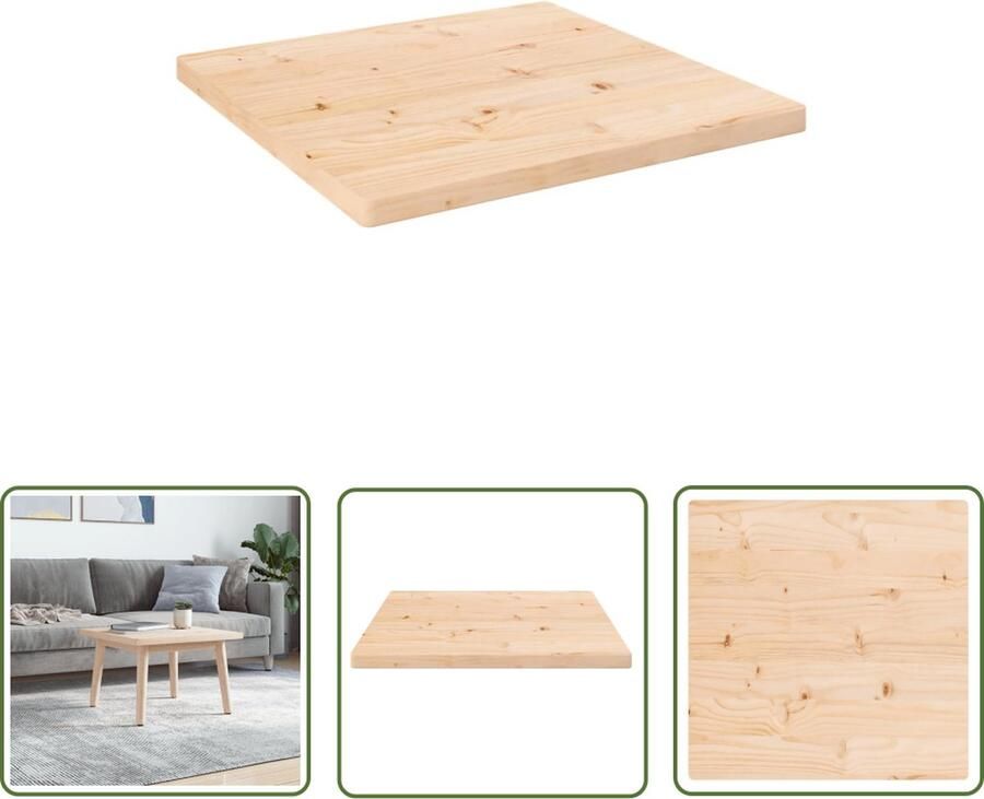 The Living Store Houten Tafelblad Grenenhout 40 x 40 x 2.5 cm Onbehandeld Houten Tafelblad Grenenhout Tafelblad Vervangen Salontafel Bijzettafel