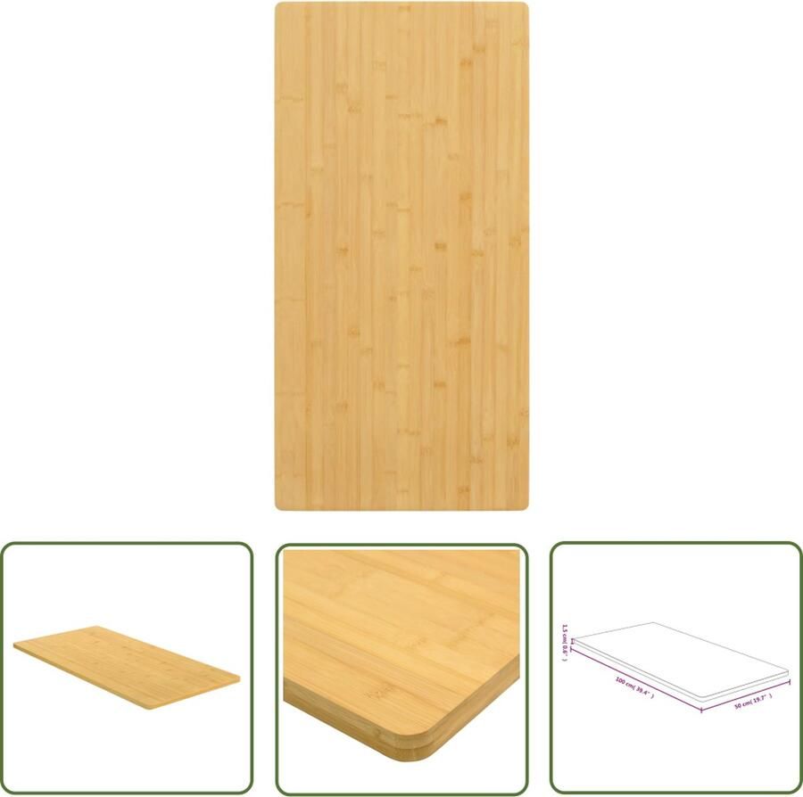 The Living Store Bamboe Tafelblad 50x100x1.5 cm Duurzaam en veelzijdig Bamboe Tafelblad Vervangen Houten Tafelblad Salontafel Blad Eetkamertafel Blad - Foto 2