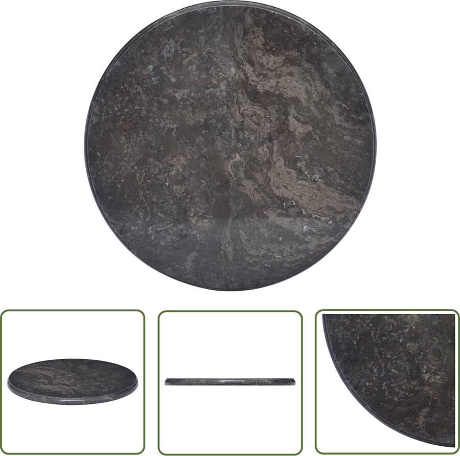 The Living Store Marmeren Tafelblad 50 x 2.5 cm Zwart Geen montage vereist Marmeren Tafelblad Vervangen Zwarte Tafelblad Ronde Tafelblad Decoratief
