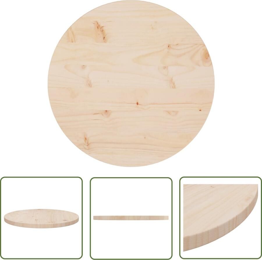 The Living Store Tafelblad Grenenhout 50 x 2.5 cm Stabiel en stevig Tafelblad Grenenhout Houten Tafelblad Rond Tafelblad Eetkamertafel