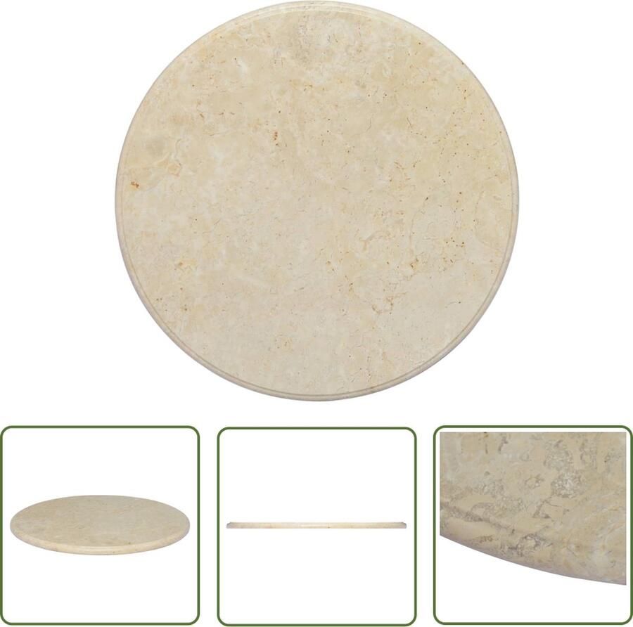 The Living Store Marmeren tafelblad á 60 x 2.5 cm crème Stevig eenvoudig te reinigen Geen kleurverschillen Vervangend tafelblad Marmeren Tafelblad Vervangen Creme Tafelblad Marmer Tafelblad Diningtable Top - Foto 2