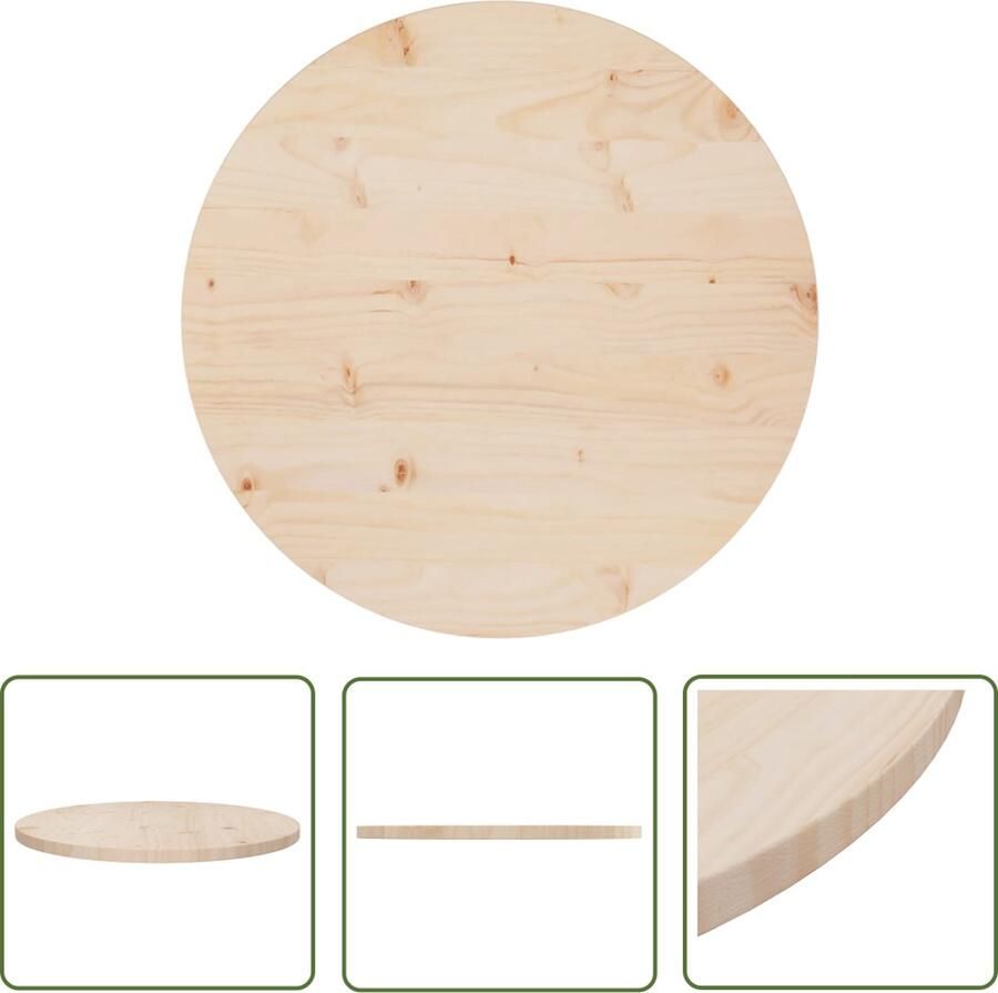 The Living Store Tafelblad Massief grenenhout 60 x 2.5 cm (Ã¸ x H) Tafelblad Grenenhout Bruin Ronde Tafel Eetkamer - Foto 2