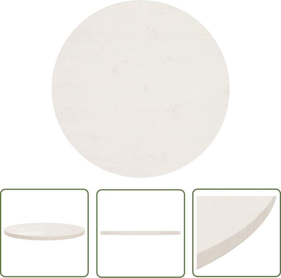 The Living Store Tafelblad Ø60x2 5 cm massief grenenhout wit Tafelblad Massief Hout Grenenhoute Wit Tafelblad Ronde Tafelblad - Foto 3