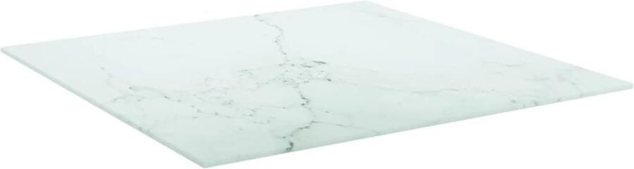 The Living Store Tafelblad 60x60 cm 6 mm gehard glas met marmeren design wit Tafelblad Gehard Glas Marmerdesign Wit Eetkamer - Foto 2
