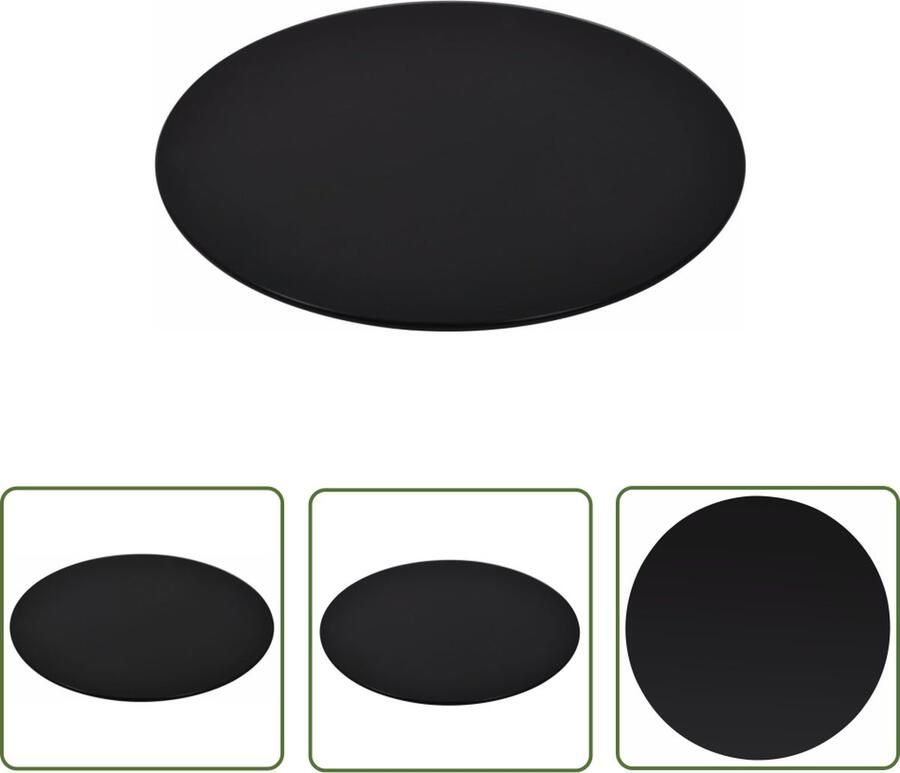 The Living Store Tafelblad Gehard glas 700 mm diameter 8 mm dikte Zwart Gehard Glas Tafelblad Ronde Tafelblad Zwart Tafelblad Eetkamertafel Blad Salontafel Blad - Foto 3