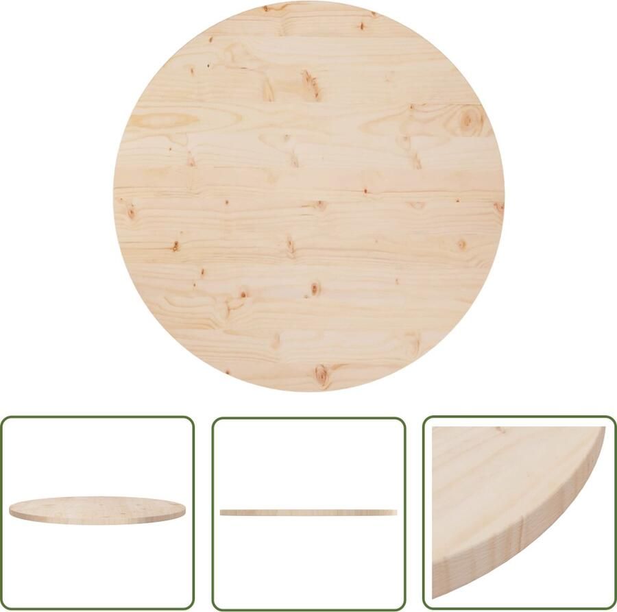 The Living Store massief grenen tafelblad 80 x 2.5 cm onbehandeld Massief Grenenhouten Tafelblad Ronde Tafelblad Eetkamertafel Salontafel Tuintafel - Foto 2
