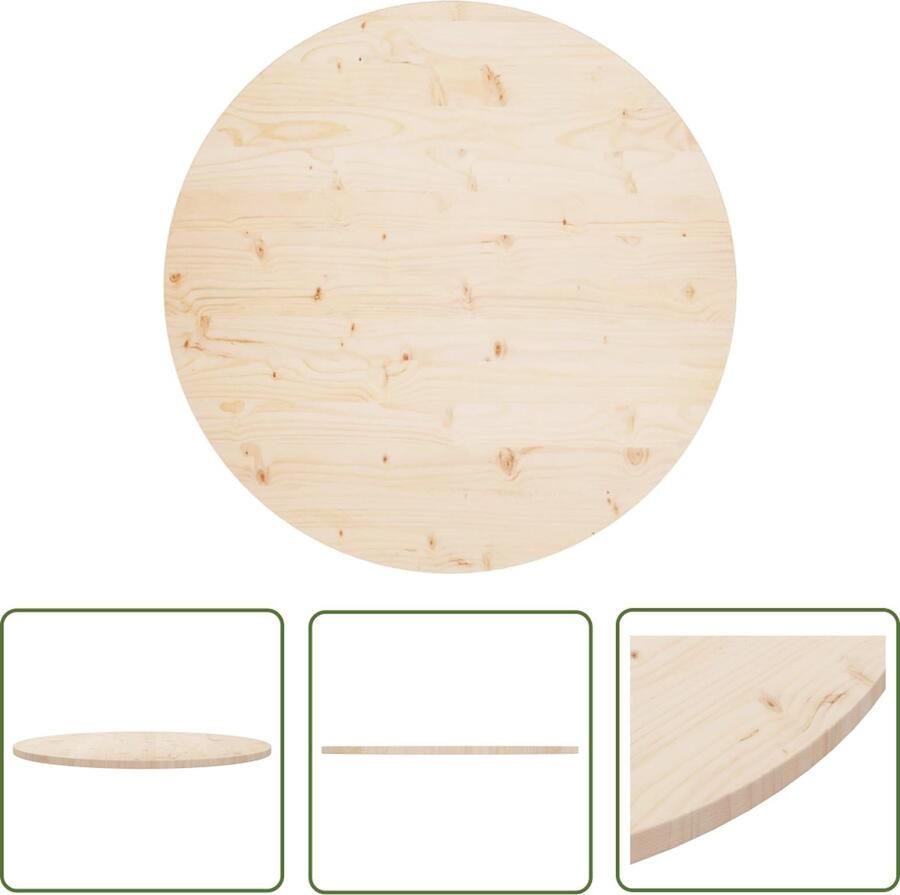 The Living Store Tafelblad Massief Grenenhout 90 x 2.5 cm Onbehandeld Massief Grenenhout Tafelblad Ronde Tafelblad Bruin Tafelblad Keuken Accessoires Eetkamer Meubilair - Foto 2