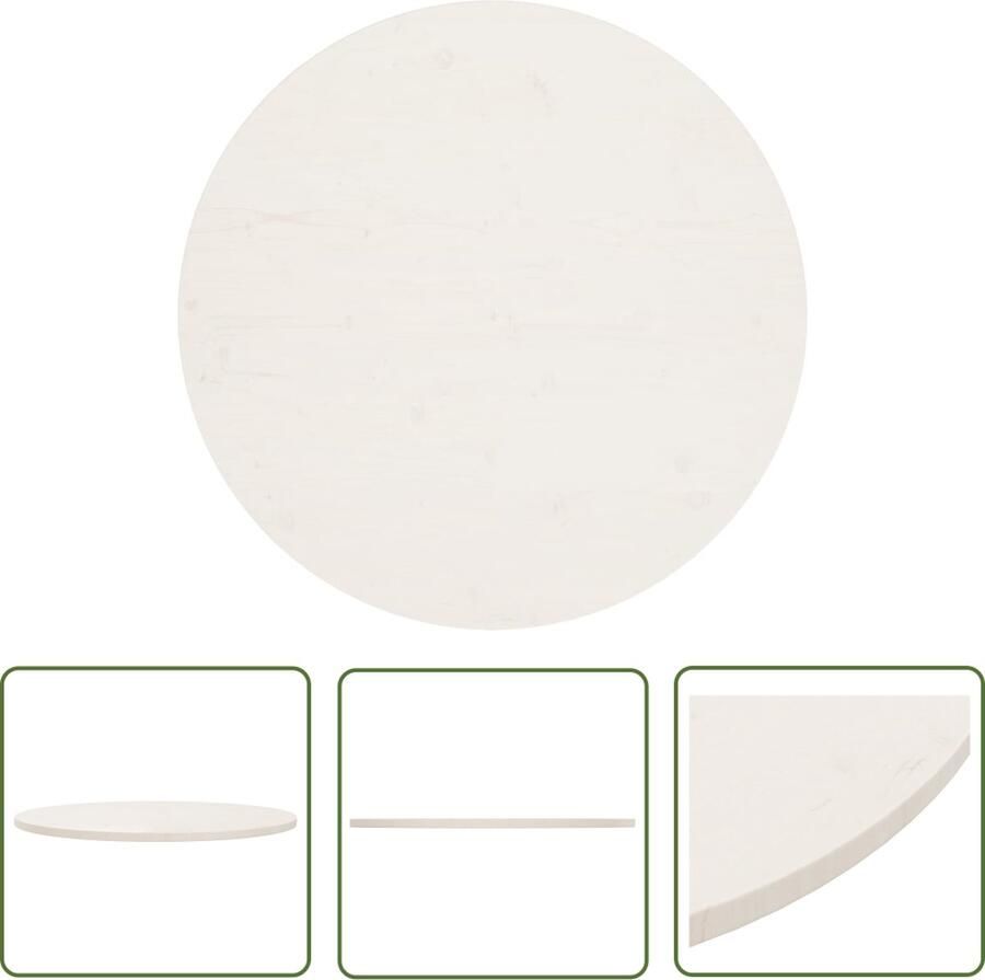 The Living Store Tafelblad Ø90x2 5 cm massief grenenhout wit Tafelblad Grenenhoute Tafelblad Ronde Tafelblad Wit Tafelblad Massief Hout - Foto 2