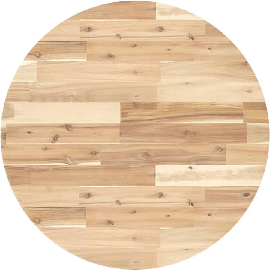 The Living Store Tafelblad rond Ø 70x4 cm massief acaciahout Tafellaar Acacia Hout Tafelblad Eetkamerstoel Salontafel - Foto 2