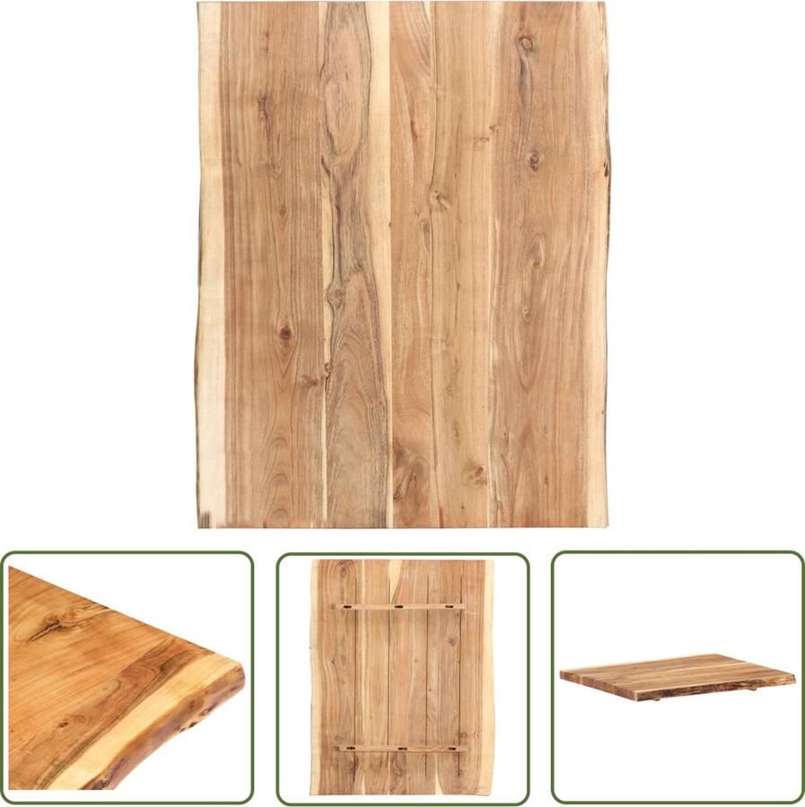 The Living Store Tafelblad Acaciahout 80 x (50-60) cm Natuurlijke houtnerf Tafelblad Acaciahout Houten Tafelblad Salontafel Keukentafel - Foto 2