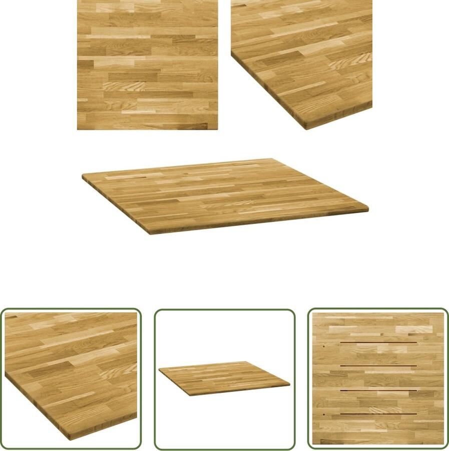 The Living Store Tafelblad Eikenhout 70 x 70 cm Natuurlijke houtkleur - Foto 2