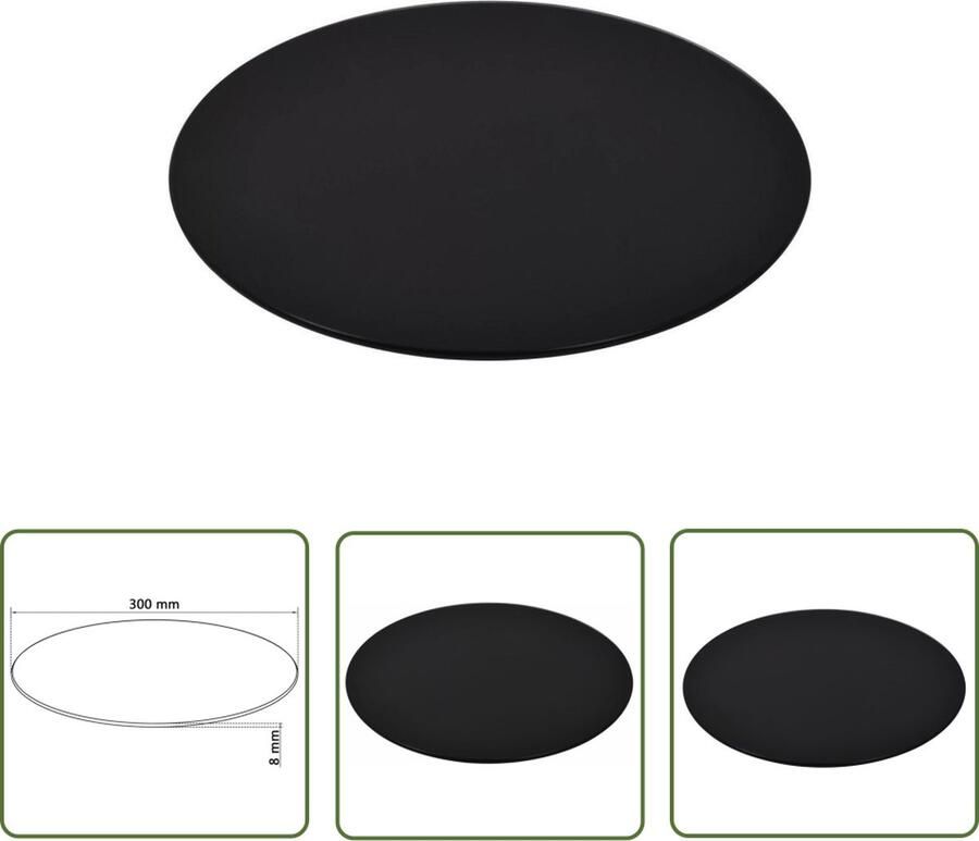 The Living Store Tafelblad Gehard Glas 900 mm Diameter 10 mm Dikte Zwart Tafelblad Glas Tafelblad Ronde Tafelblad Zwart Tafelblad Keuken Accessoires - Foto 2
