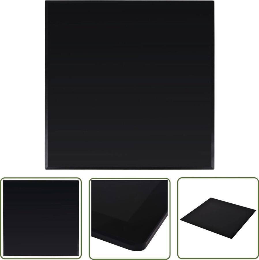 The Living Store Gehard Glas Tafelblad 800x800 mm Zwart Duurzaam Makkelijk schoon te maken Tafelblad Gehard Glas Zwarte Tafelblad Eetkamertafel Salontafel - Foto 2