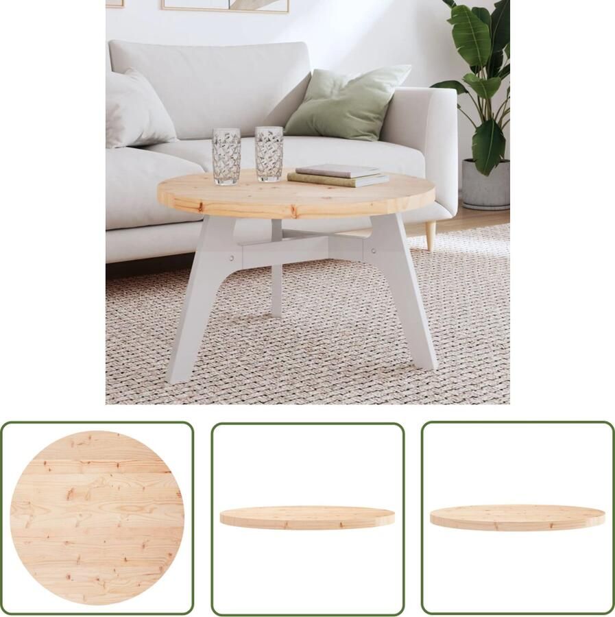 The Living Store Tafelblad rond Ø70x3 cm massief grenenhout Tafeltje Salontafel Tafelblad Houten Tafelblad Grenenhouten Tafelblad - Foto 2
