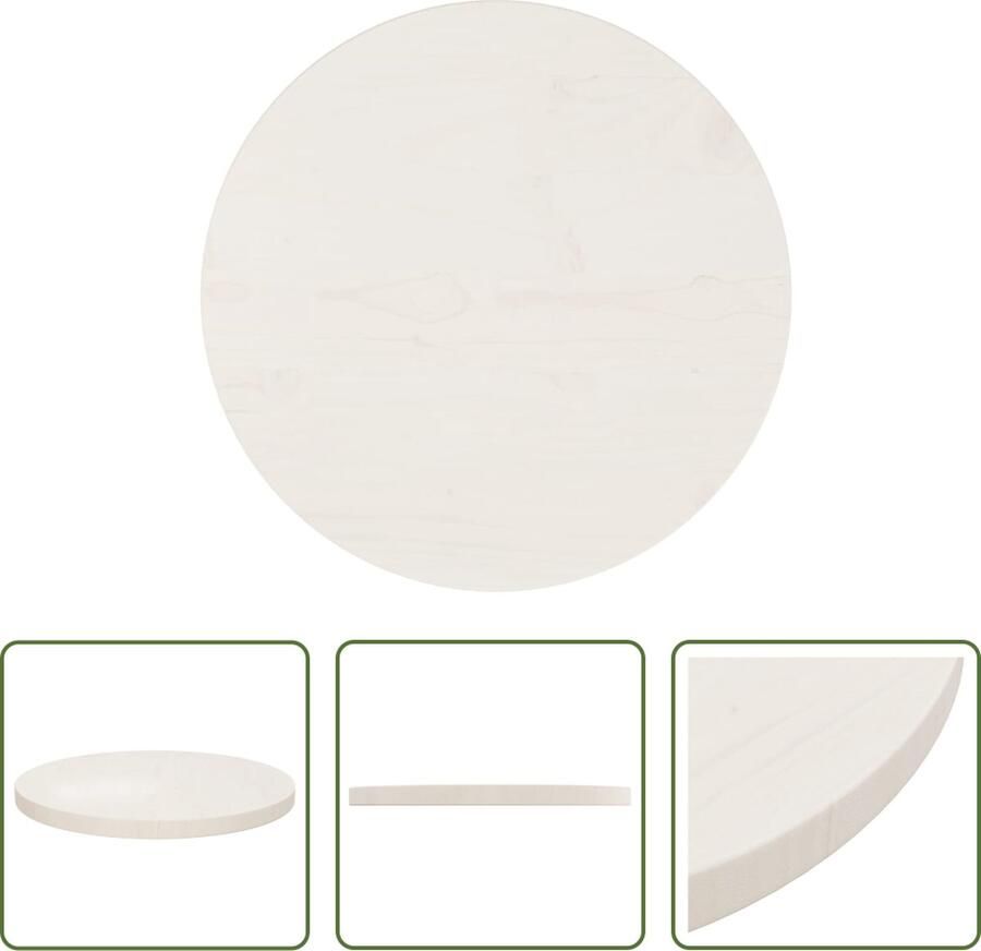 The Living Store Tafelblad Ø40x2 5 cm massief grenenhout wit Tafeltje Tafelblad Grenenhouten Tafelblad Wit Tafelblad Rond Tafelblad - Foto 3