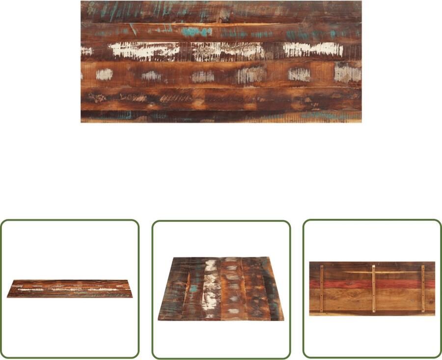 The Living Store Tafelblad Massief gerecycled hout 140 x 60 cm Rustieke uitstraling - Foto 2