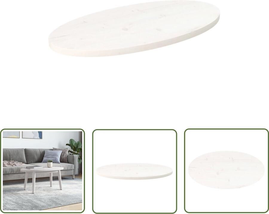 The Living Store Tafelblad Massief grenenhout 60 x 30 x 2.5 cm Wit