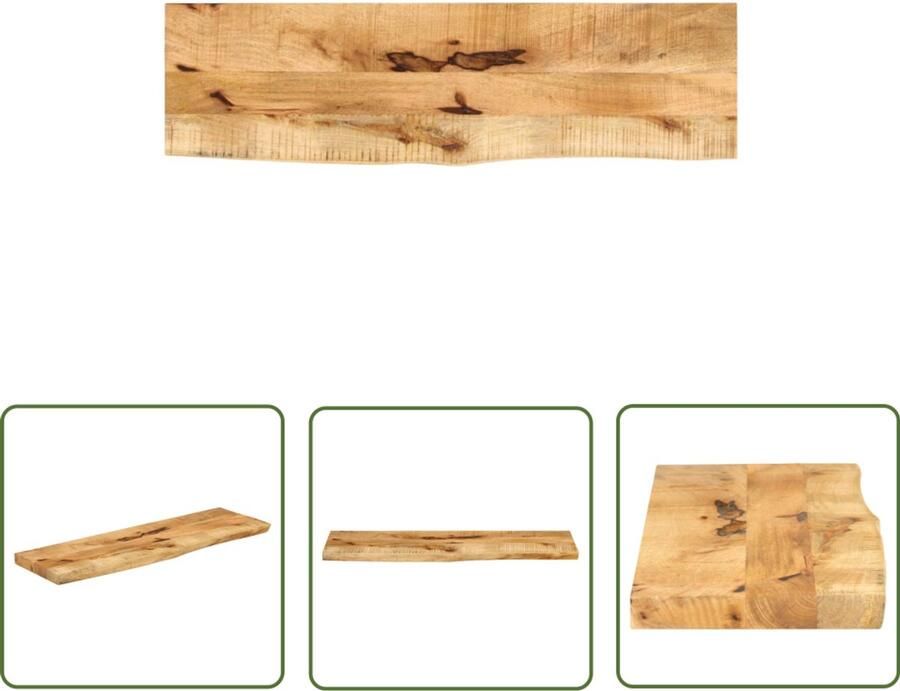The Living Store Tafelblad met natuurlijke rand 100x30x2 5 cm massief mangohout Tafelblad Houten Tafelblad Mangohouten Tafelblad Vintage Tafelblad Industrieel Tafelblad