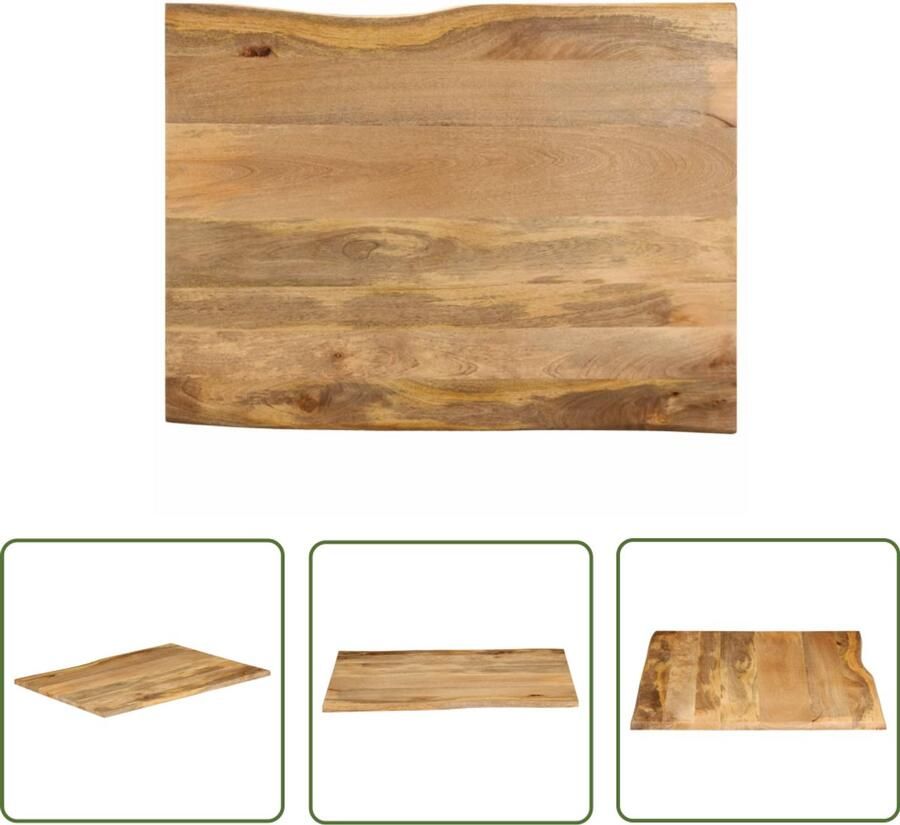The Living Store Tafelblad Massief mangohout 100 x 80 x 3.8 cm Natuurlijke randen Tafelblad Mangohouten Tafelblad Tweedehands Tafelblad Vintage Tafelblad Naturel Tafelblad