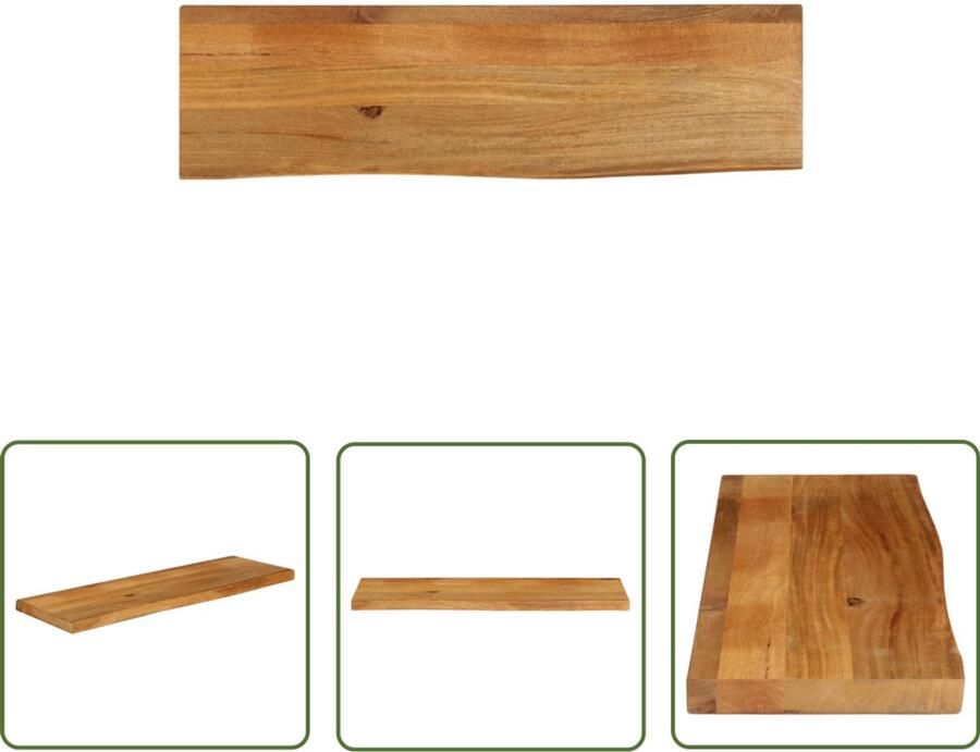 The Living Store Mangohouten Tafelblad 110 x 40 x 2.5 cm Natuurlijke Rustieke Rand Tafelblad Mangohout Tafelblad Vervangen Naturel Rustic