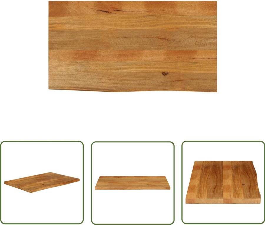 The Living Store Tafelblad met natuurlijke rand 110x60x2 5 cm massief mangohout Tafelblad Mangohout Vintage Tafel Landelijk Interieur Eetkamerset
