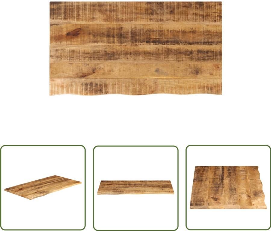 The Living Store Massief Mangohouten Tafelblad 110 x 60 x 2.5 cm Natuurlijke Rand Tafelblad Mangohout Tafel Accessoires Vintage Tafel Landelijk Interieur