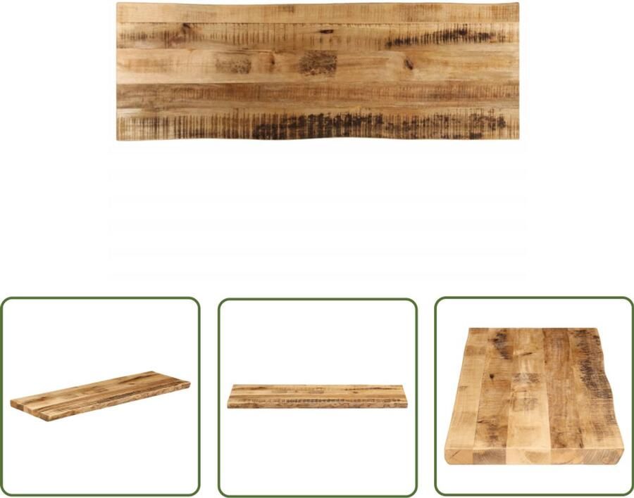 The Living Store Tafelblad met natuurlijke rand 140x40x2 5 cm massief mangohout Houten Tafelblad Mango Hout Tafelblad Vervangen Vintage Tafelblad Landelijke Tafel