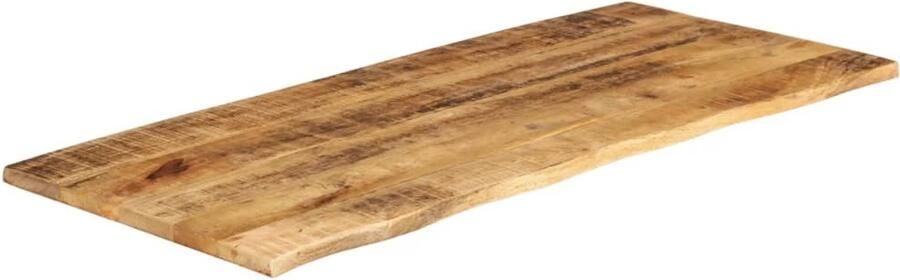 The Living Store Tafelblad met natuurlijke rand 140x60x2 5 cm massief mangohout Tafelblad Mangohout Naturel Vintage Landelijk