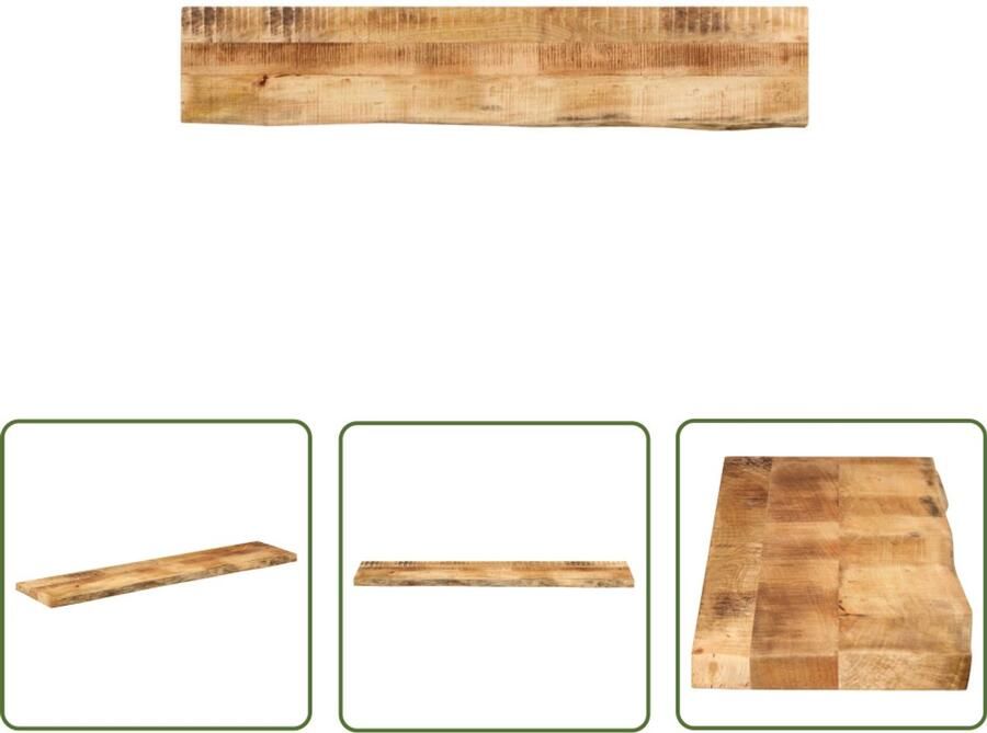 The Living Store Tafelblad met natuurlijke rand 160x40x2 5 cm massief mangohout Mangoholstafelblad Tafelblad Vervangen Natuurhouten Tafel Vintage Tafelblad Eetkamertafel