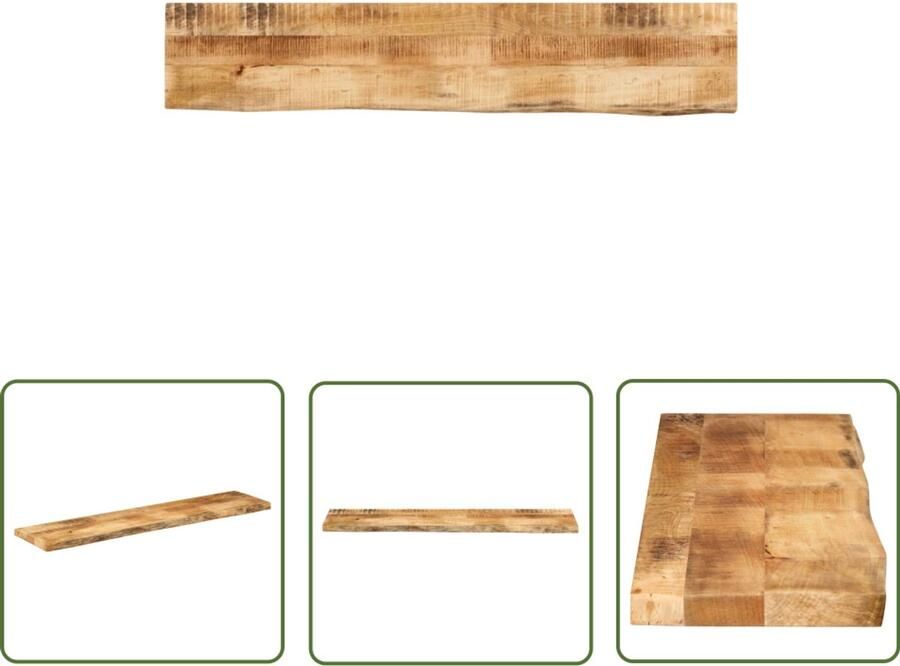 The Living Store Tafelblad met natuurlijke rand 180x40x2 5 cm massief mangohout Mangohouten Tafelblad Vervangen Eetkamertafel Salontafel Bureausteen