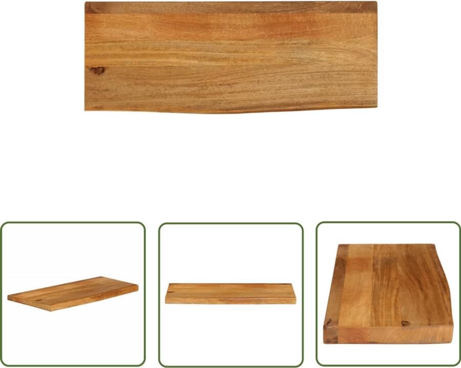 The Living Store Houten Tafelblad 70 x 20 x 3.8 cm Massief Mangohout met Natuurlijke Rand Tafelblad Mangohout Houten Tafelblad Vintage Tafelblad Natuurrand