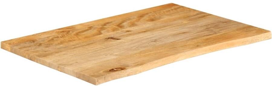 The Living Store Massief mangohouten Tafelblad 70 x 60 x 2.5 cm Natuurlijke rand Tafelblad Mangohout Naturel Vintage Design - Foto 2
