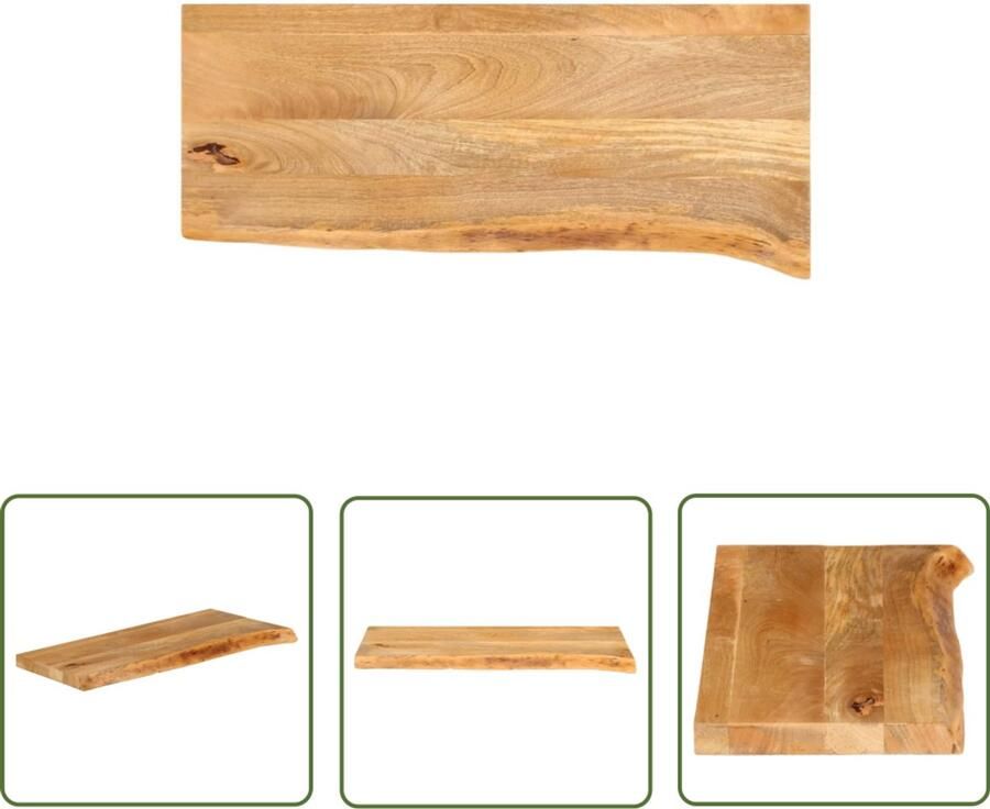The Living Store Mangohouten Tafelblad 90 x 30 x 2.5 cm Rustieke Natuurlijke Rand Mangohouten Tafelblad Vervangen Vintage Tafelblad Landelijk Tafelblad Naturel Tafelblad