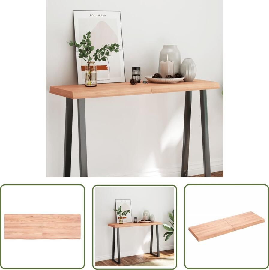 The Living Store Houten Tafelblad Duurzame Constructie 120 x 40 x 6 cm Lichtbruin Houten Tafelblad Eikenhouten Tafelblad Vervangen Salontafelblad Eetkamertafelblad - Foto 2