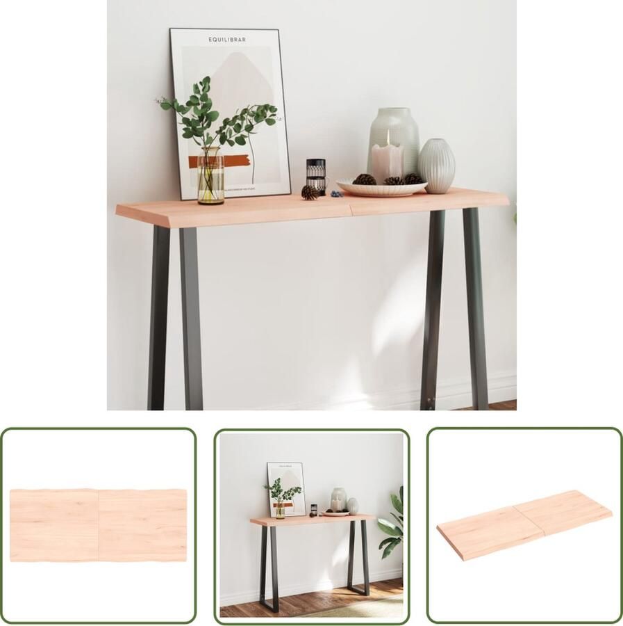 The Living Store Tafelblad natuurlijke rand 120x50x(2-4) cm massief eikenhout Tafelblad Eikenhoute Tafelblad Houten Tafelblad Diy Tafelblad Vintage Tafelblad - Foto 2