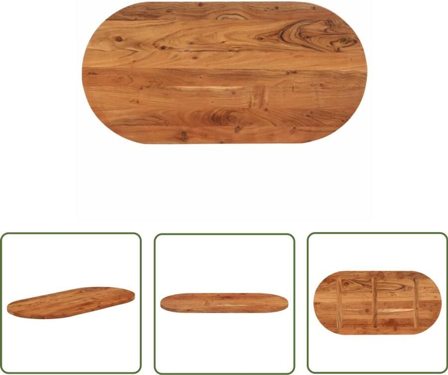 The Living Store Tafelblad ovaal 120x60x2 5 cm massief acaciahout Houten Tafelblad Ovale Tafel Eetkamertafel Acacia Hout Massief Hout
