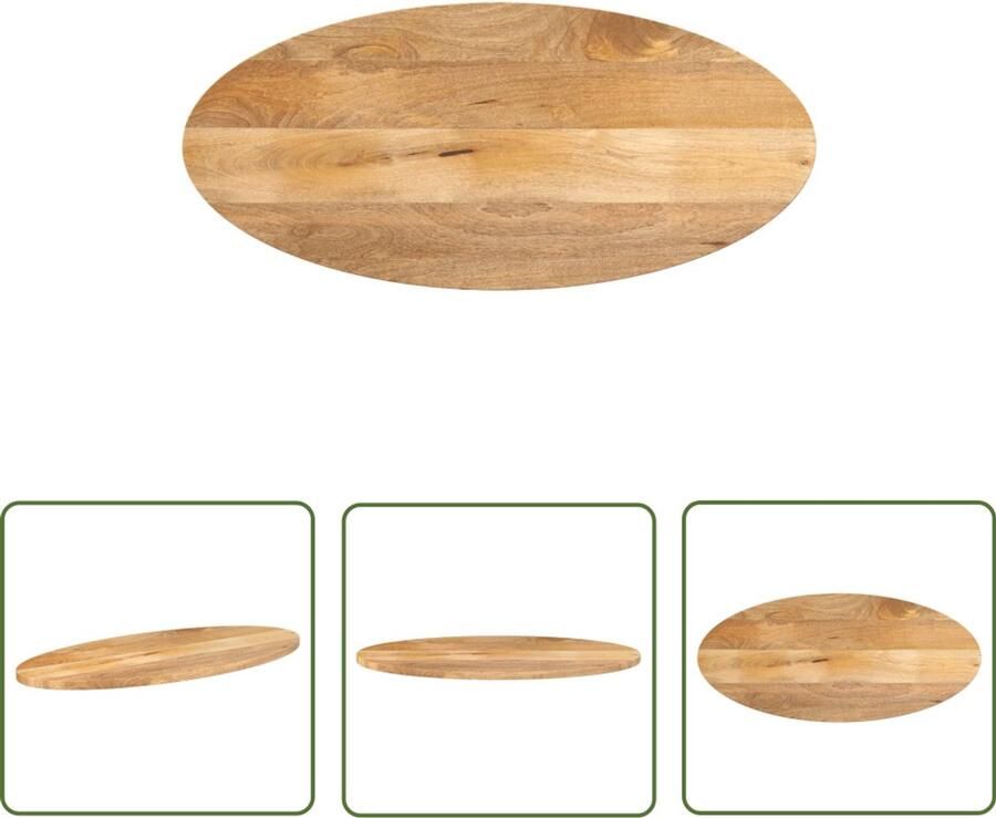 The Living Store Mangohouten Tafelblad 90 x 40 x 2.5 cm Rustiek Design Mangohouten Tafelblad Vervangen Oval Tafellab Rustic Design Vintage Tafelblad