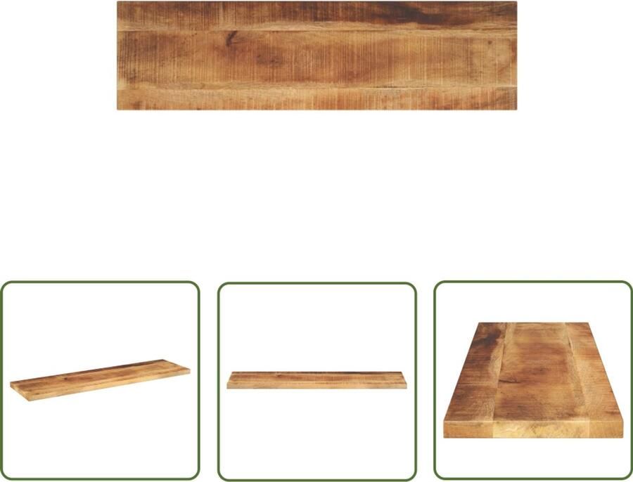 The Living Store Tafelblad rechthoekig 100x20x3 8 cm massief ruw mangohout Mangohouten Tafelblad Vervangen Rustiek Interieur Vintage Tafel Eetkamertafel