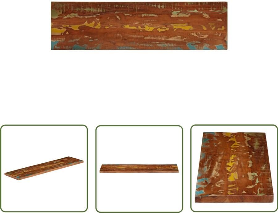 The Living Store Tafelblad rechthoekig 100x40x2 5 cm massief gerecycled hout Tafelblad Houten Tafelblad Vintage Tafelblad Landelijke Tafel Rustic Tafel