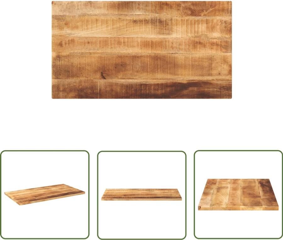 The Living Store Tafelblad rechthoekig 100x70x3 8 cm massief ruw mangohout Houten Tafelblad Mangohout Tafelblad Vervangen Rustic Tafelblad Landelijke Stijl
