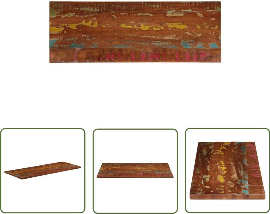 The Living Store Tafelblad rechthoekig 140x50x2 5 cm massief gerecycled hout Houten Tafelblad Vervangen Vintage Tafelblad Industrieel Tafelblad Landelijke Stijl